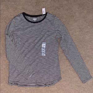 Black and White Striped Long Sleeve Shirt: medium